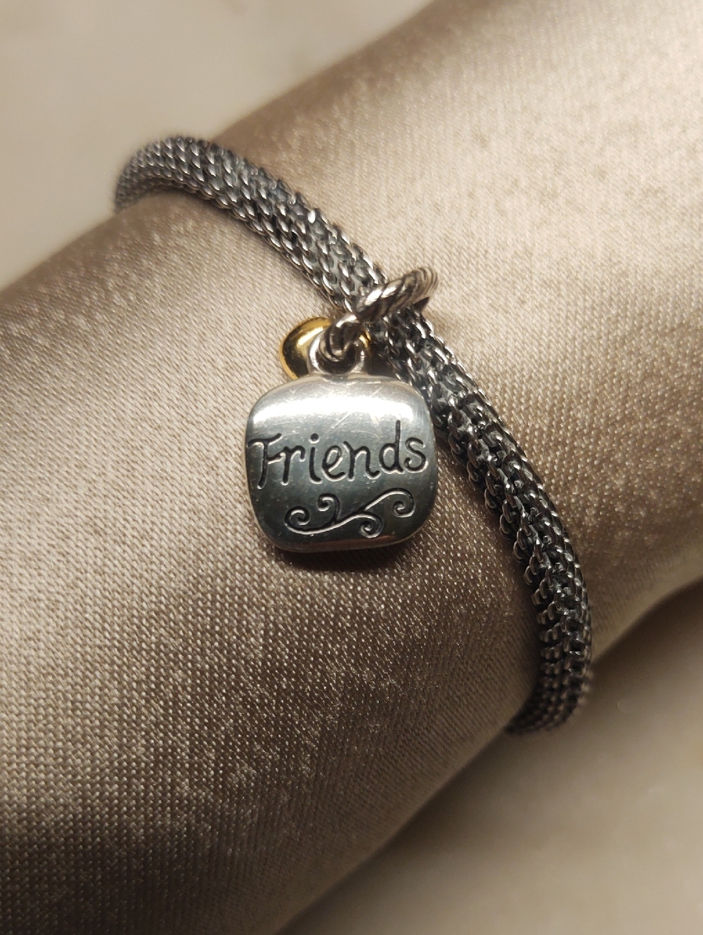 Brighton Friends Forever Charm Two Tone Silver And Gold Dangle Heart - Picture 6 of 8